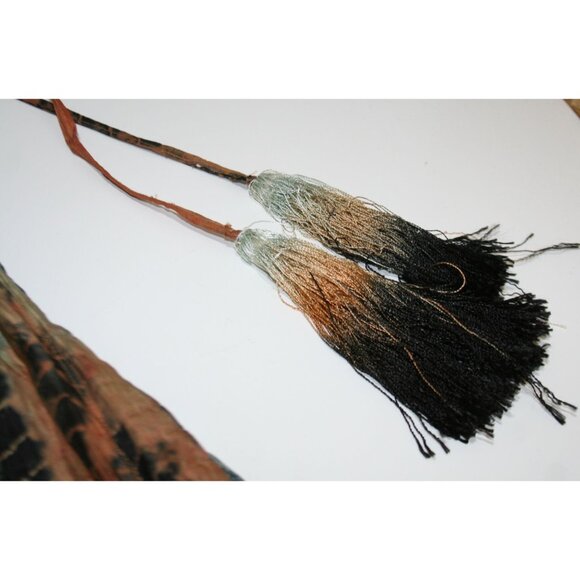 Azmina 100% Silk Hi-Lo Maxi Skirt Women OS Tassel Ties Embroidered Boho Festival - Picture 3 of 8